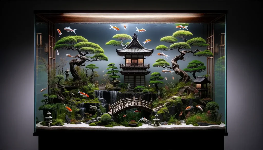 Décoration Aquarium : Idées Créatives pour Intégrer un Aquarium dans Votre Intérieur 9 Décoration Aquarium Japonais