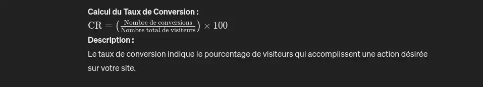 Métriques de marketing digital : Clés pour mesurer votre succès en ligne 3 Formule du Taux de Conversion