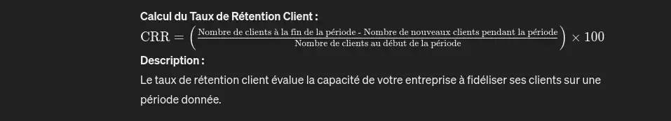 Métriques de marketing digital : Clés pour mesurer votre succès en ligne 6 Formule du Taux de Rétention Client